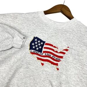 Vintage 00s Hanes Pullover Sweatshirt USA Flag Land of the Free Patriotic Men XL